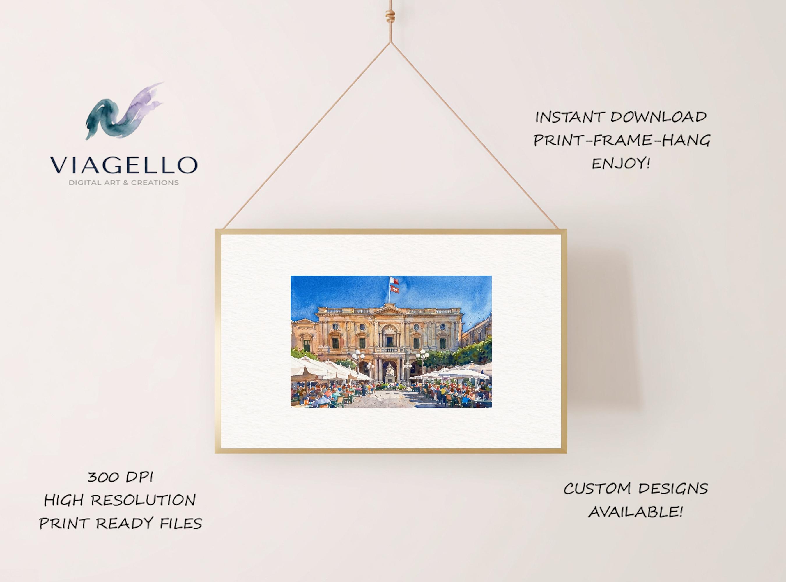 Republic Square Malta | Valletta Street Scene | Digital Painting | Digital Download - Image 2