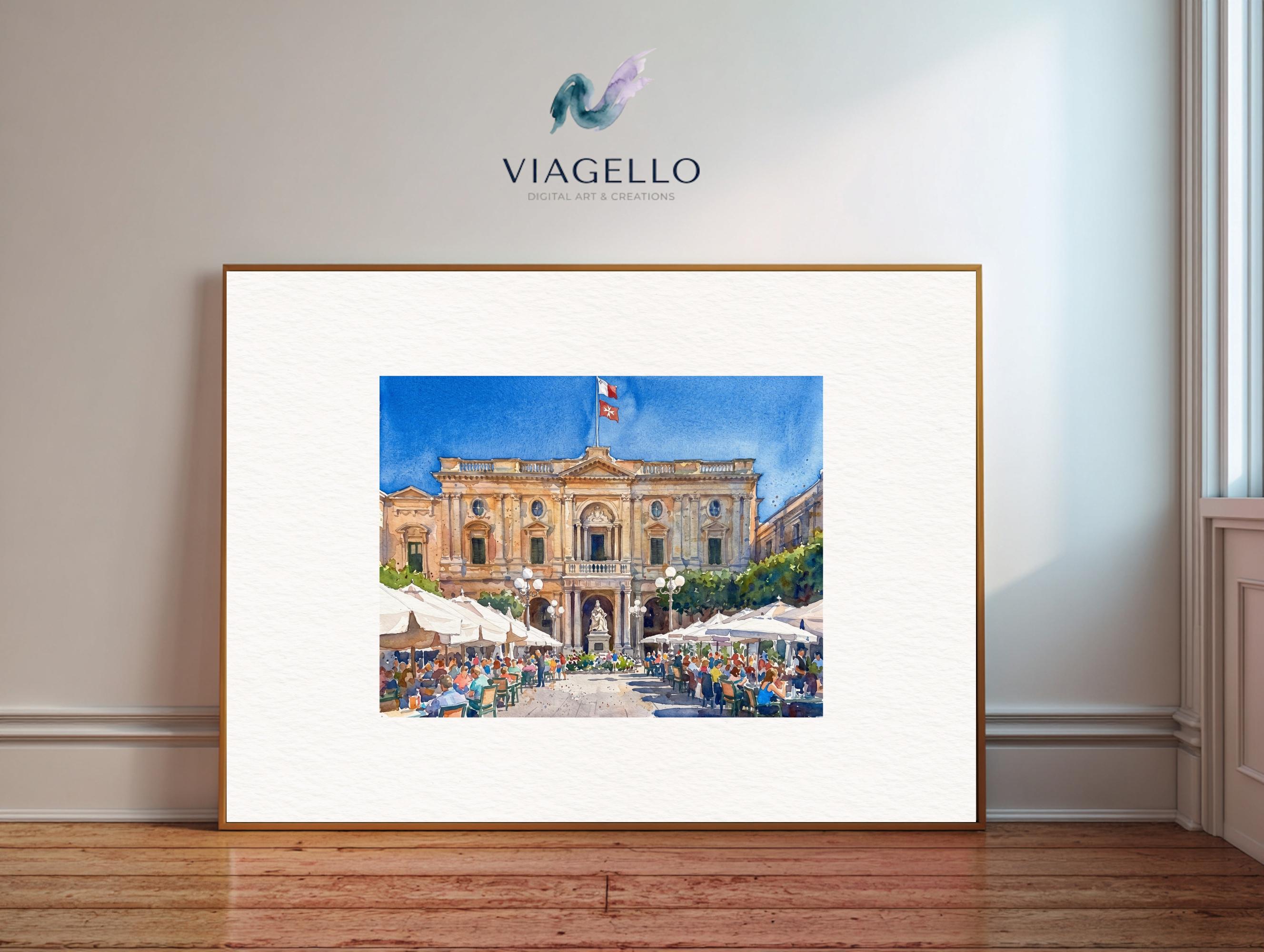 Republic Square Malta | Valletta Street Scene | Digital Painting | Digital Download - Image 3