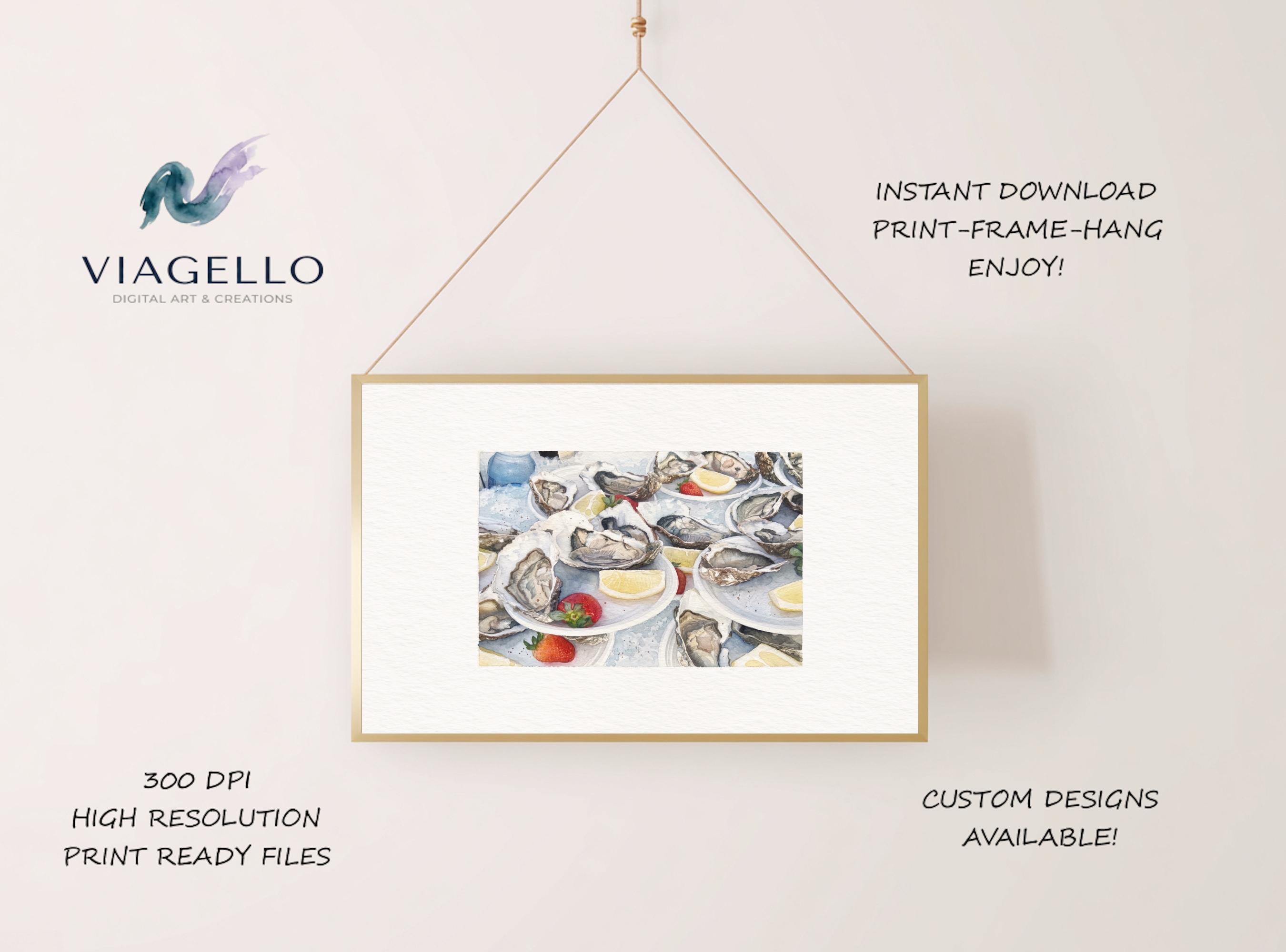 Oysters and Lemons Still Life | Sea Food Art Print | Digital Download - Image 2