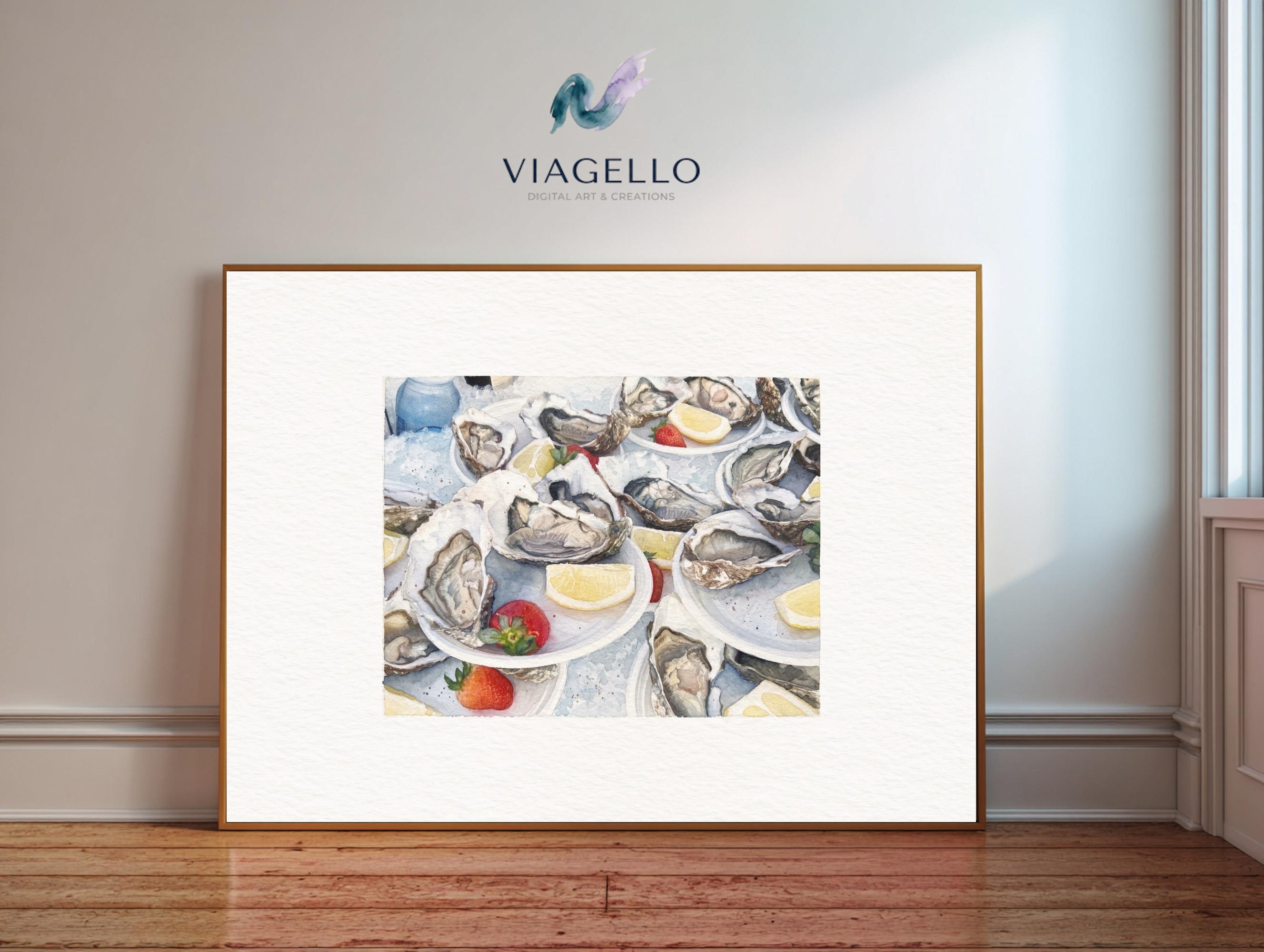 Oysters and Lemons Still Life | Sea Food Art Print | Digital Download - Image 3