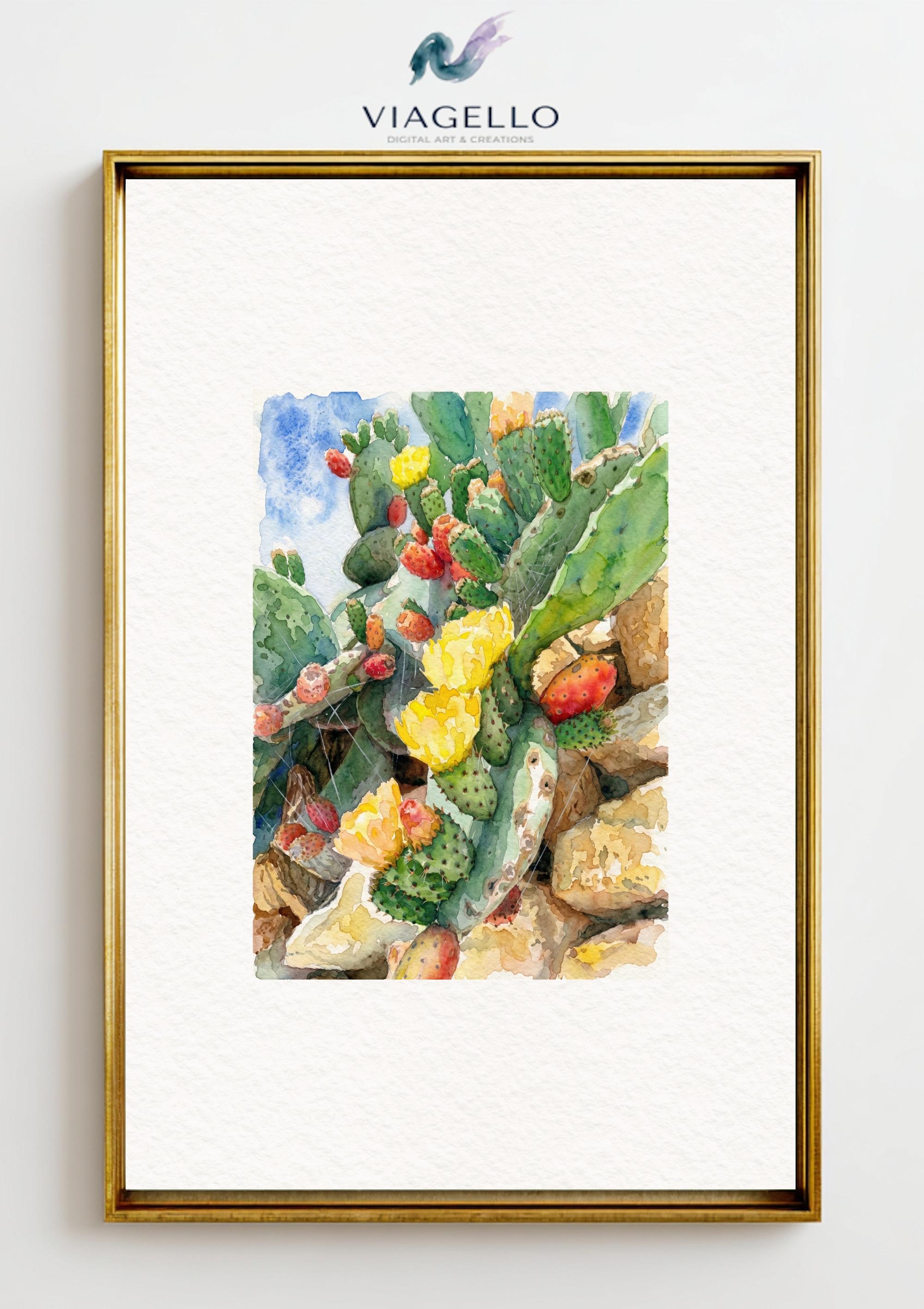 Cactus Blooming | Vibrant Desert Flora | Botanical Art | Digital Download