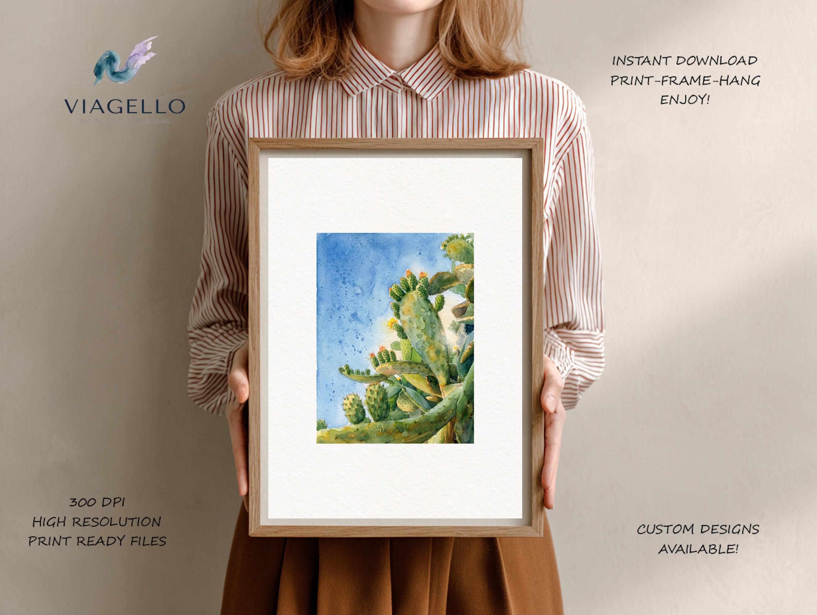 Cactus Blooming Art | Spiky Flowers Botanical | Nature Wall Decor | Digital Download - Image 2