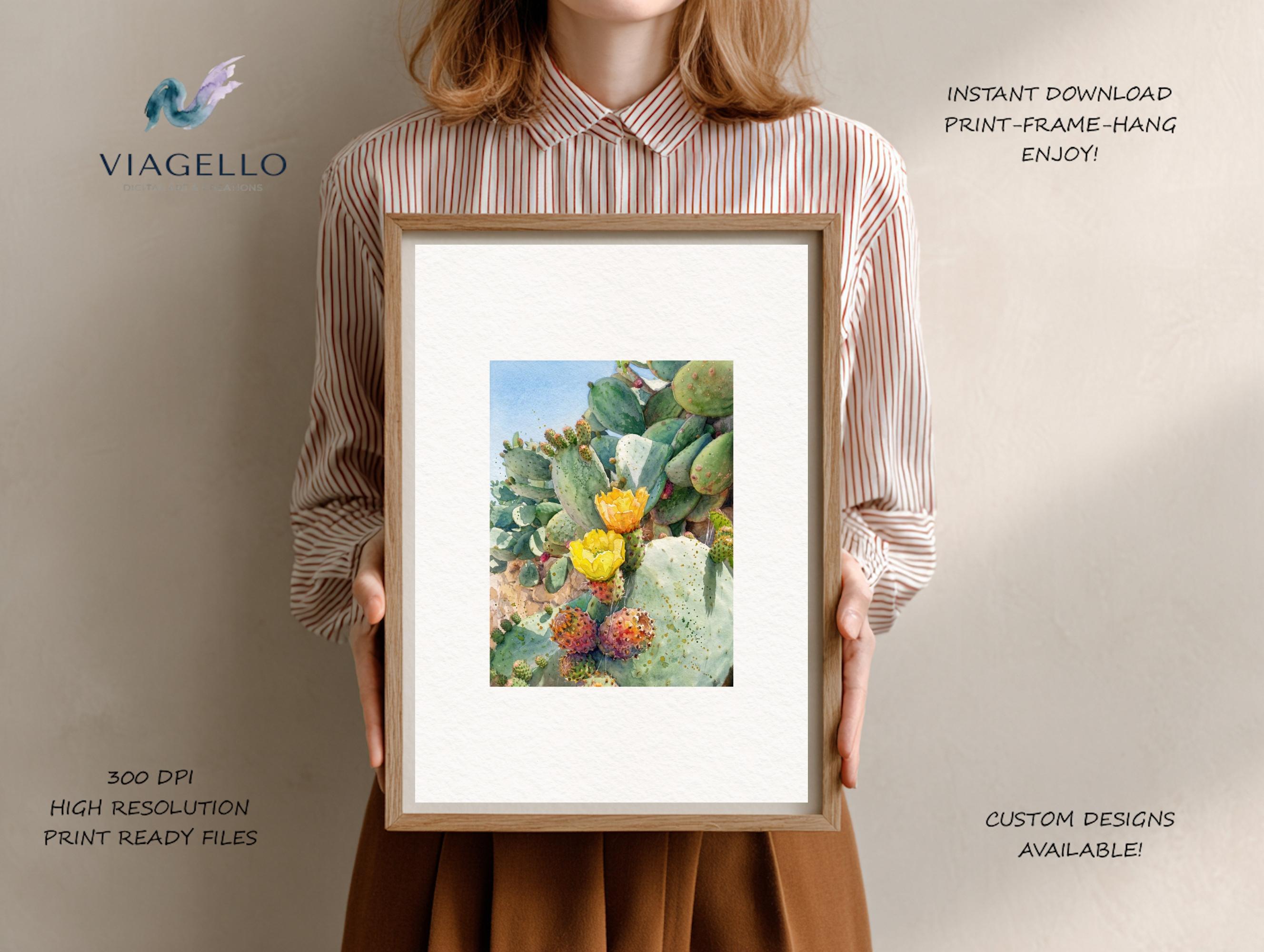 Cactus Blooming | Yellow Flowers | Desert Oasis Art | Digital Download - Image 2
