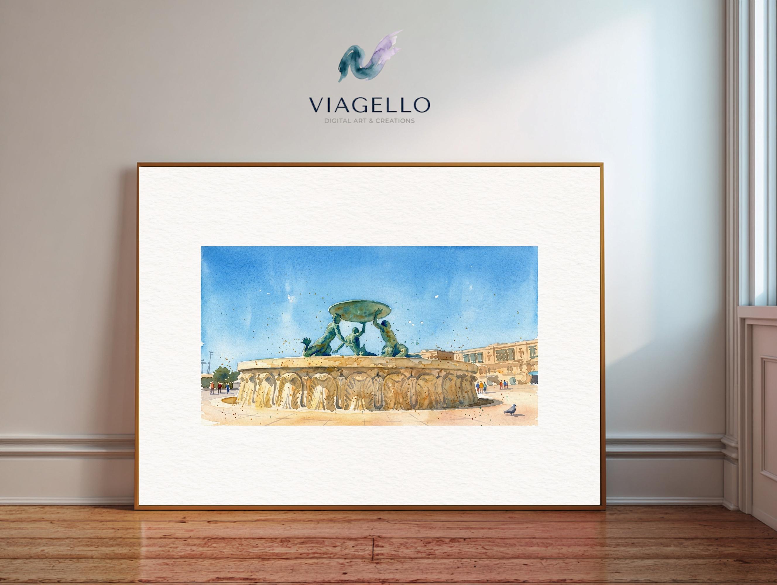 Majestic Fountain Sculpture | Serene City Scene | Digital Painting | Digital Download - Image 3
