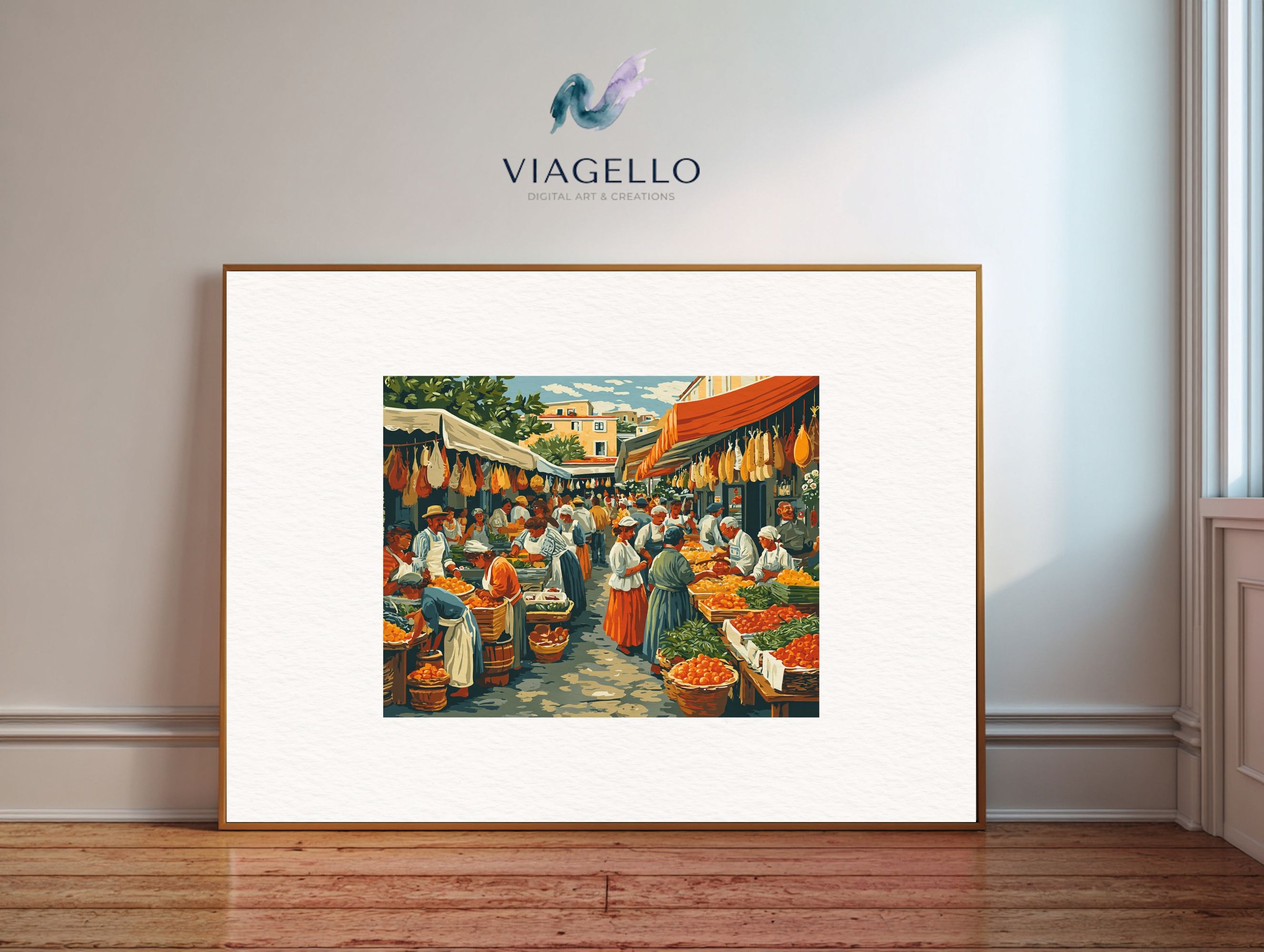 Vibrant Market Scene | Colorful Street Market Art | Digital Download - Image 3