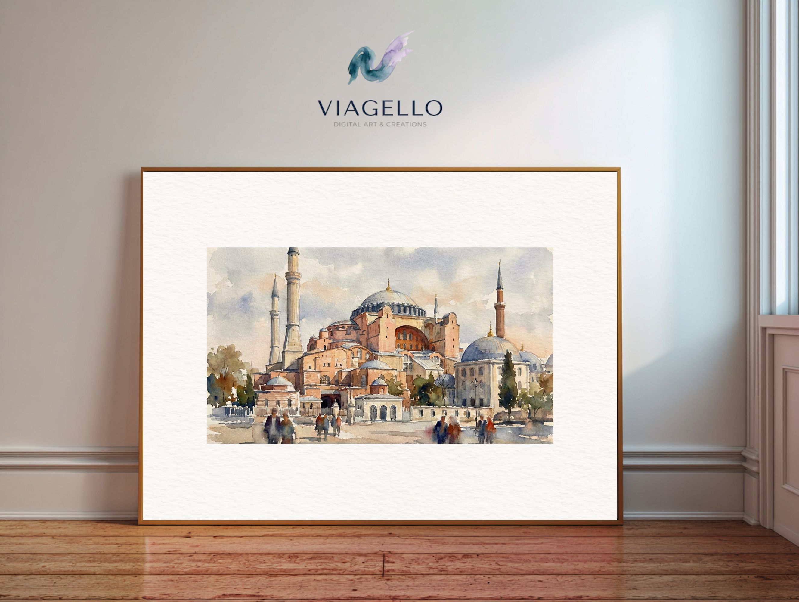Hagia Sophia Watercolor Print | Istanbul Cityscape Art | Travel Landmark Painting | Turkey Wall Decor | Digital Download - Image 3
