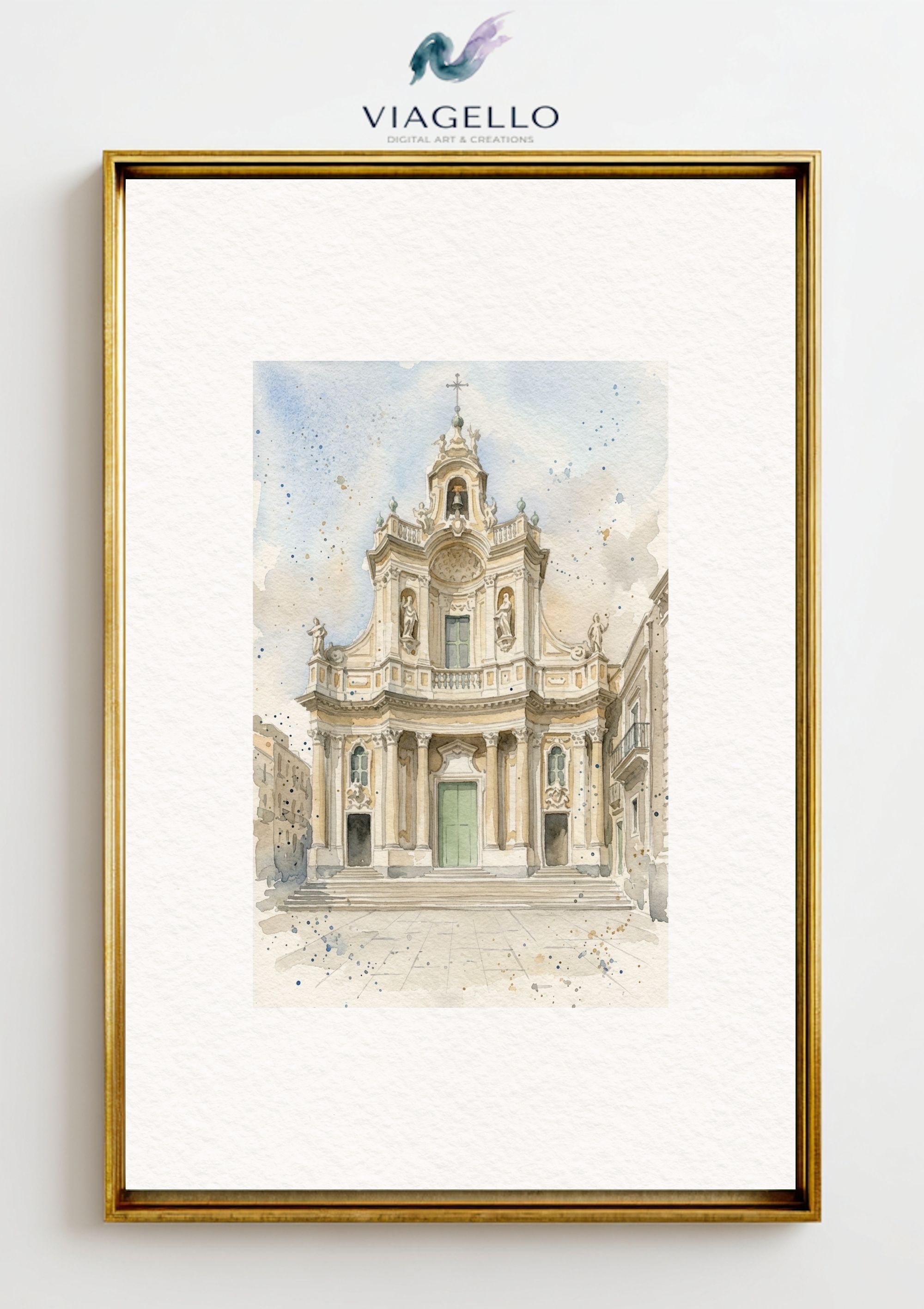 Basilica Collegiata Architectural Art | Beautiful Facade Illustration | Digital Download