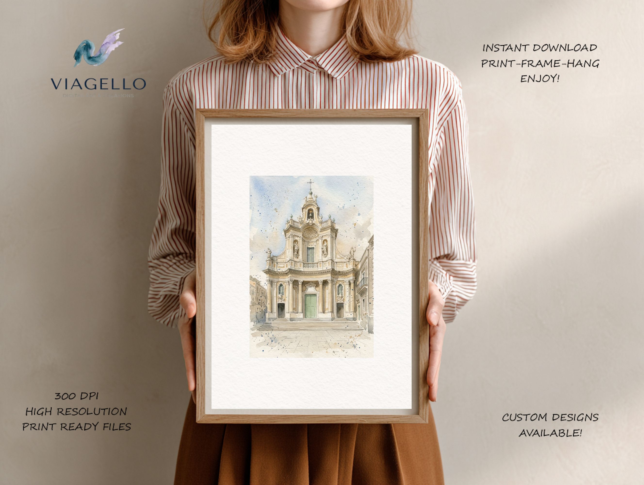 Basilica Collegiata Architectural Art | Beautiful Facade Illustration | Digital Download - Image 2