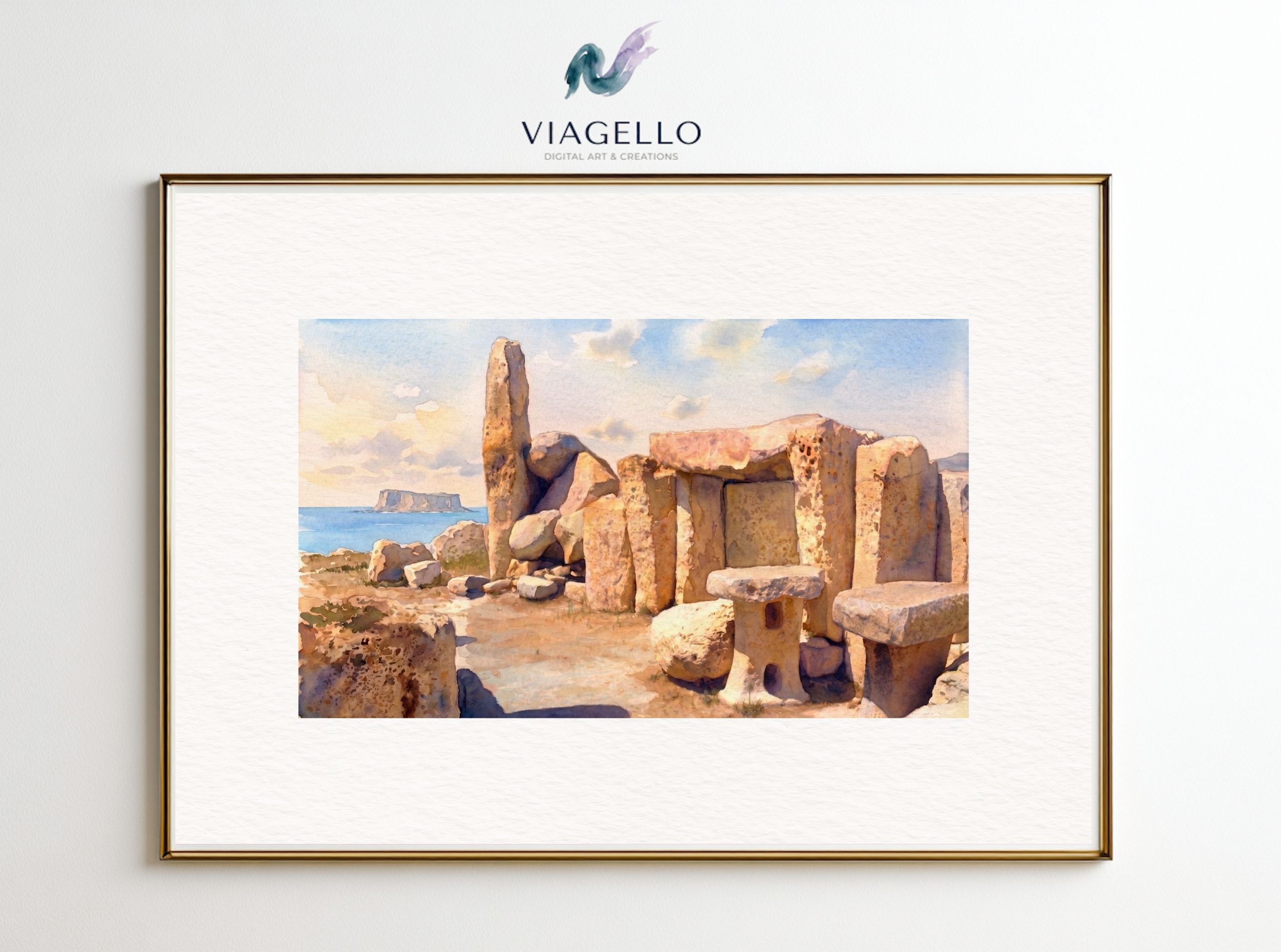 Hagar Temple Ruins | Malta Heritage Scene | Neolithic Age Archeology Art | Digital Download