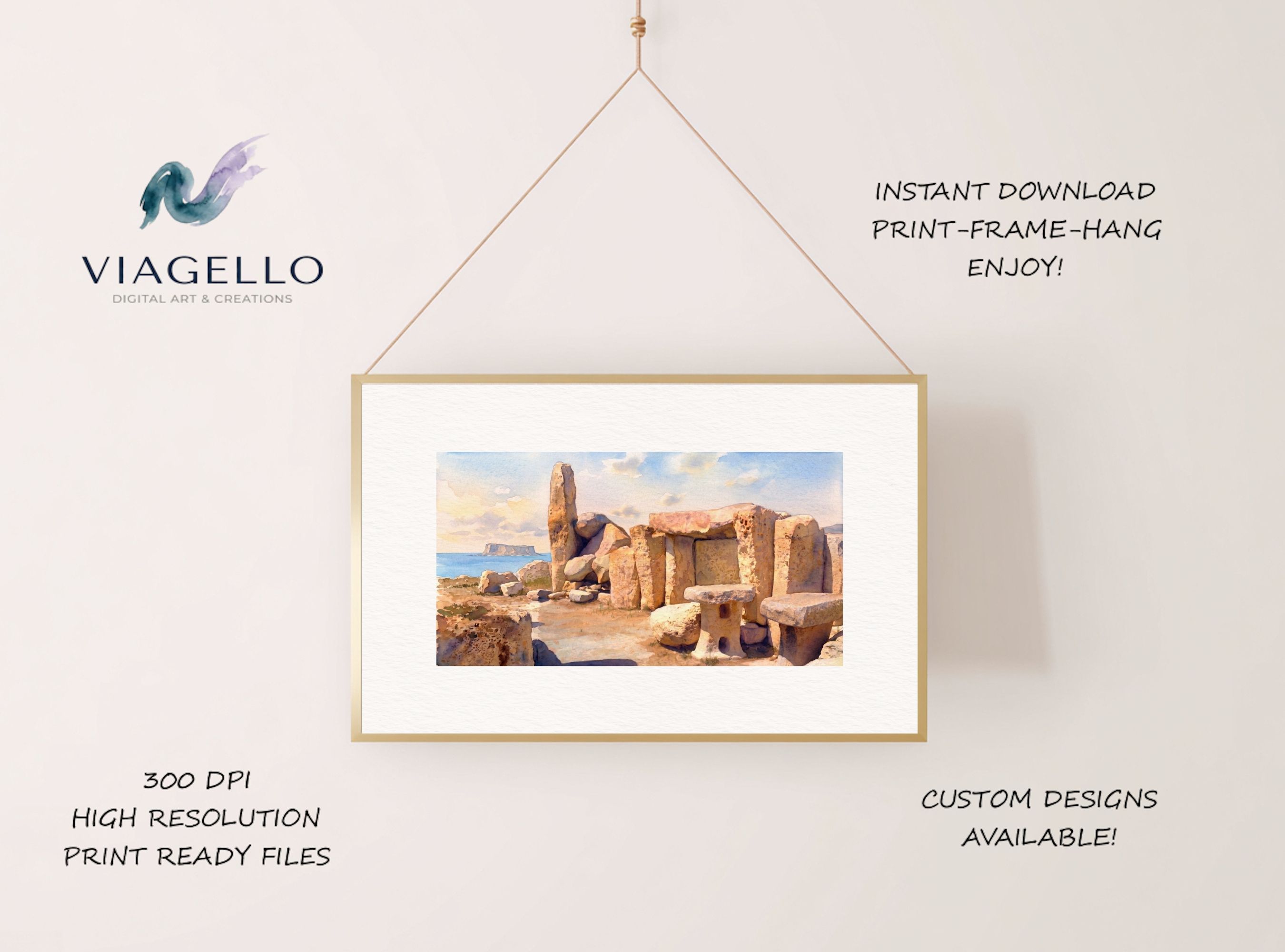 Hagar Temple Ruins | Malta Heritage Scene | Neolithic Age Archeology Art | Digital Download - Image 2