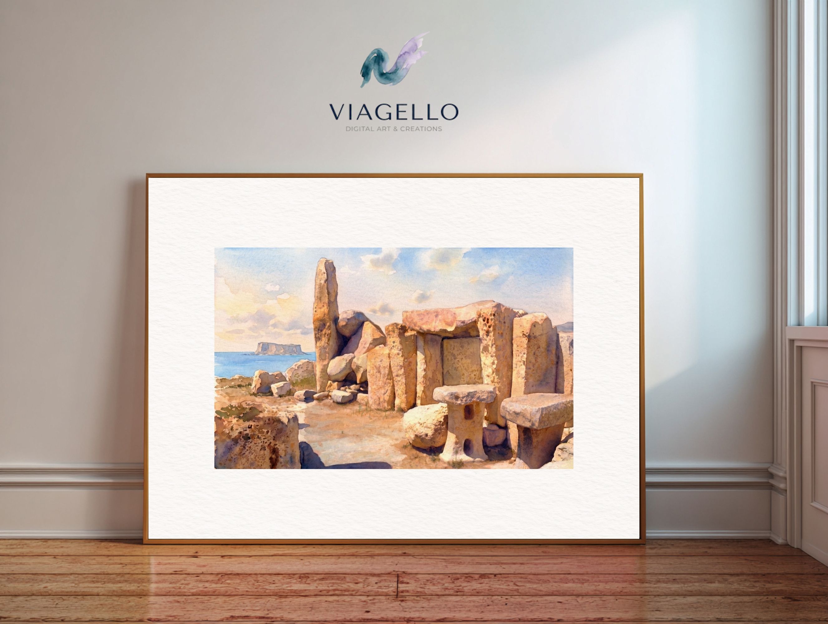 Hagar Temple Ruins | Malta Heritage Scene | Neolithic Age Archeology Art | Digital Download - Image 3